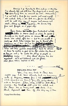 A page from one of Ned Rorem's diaries